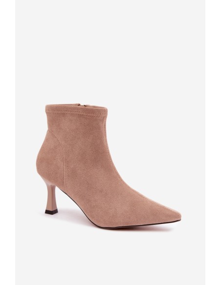 Women's Slim Heel Ankle Boots With Stitching Beige Clancy