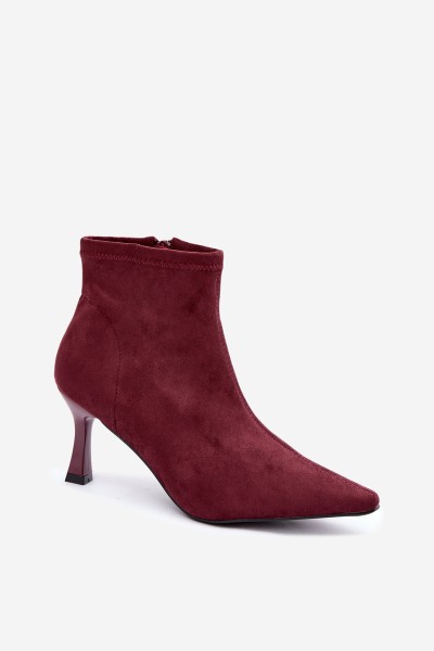 Women's Slim Heel Ankle Boots With Stitching Burgundy Clancy 2