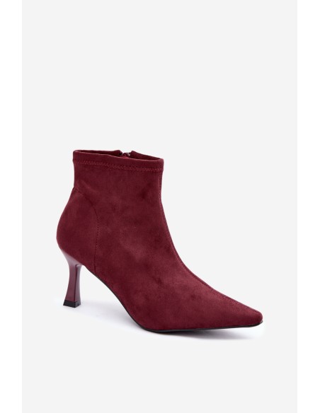 Women's Slim Heel Ankle Boots With Stitching Burgundy Clancy