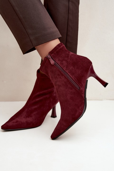 Women's Slim Heel Ankle Boots With Stitching Burgundy Clancy