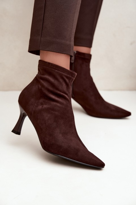 Women's Slim Heel Ankle Boots With Stitching Chocolate Clancy