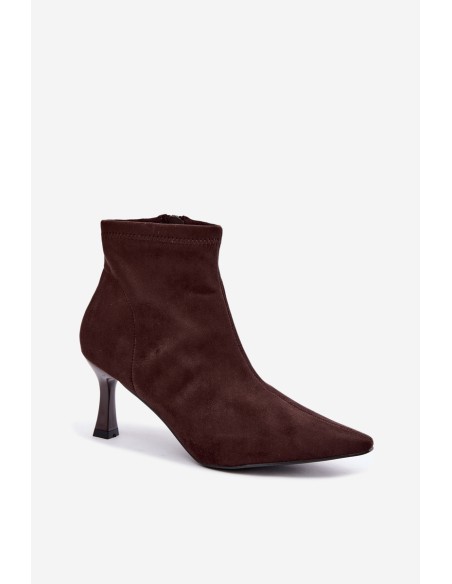 Women's Slim Heel Ankle Boots With Stitching Chocolate Clancy