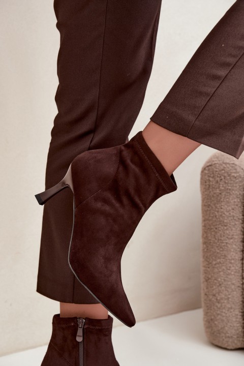 Women's Slim Heel Ankle Boots With Stitching Chocolate Clancy