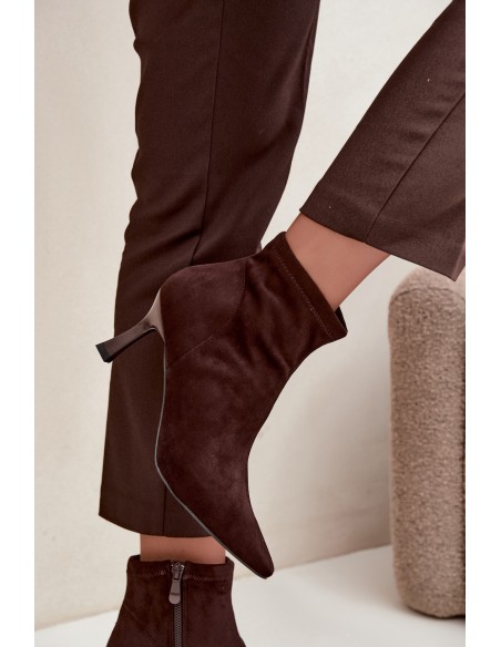 Women's Slim Heel Ankle Boots With Stitching Chocolate Clancy