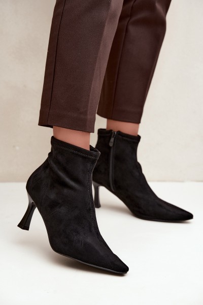 Women's Slim Heel Ankle Boots With Stitching Black Clancy