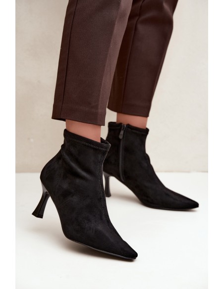 Women's Slim Heel Ankle Boots With Stitching Black Clancy
