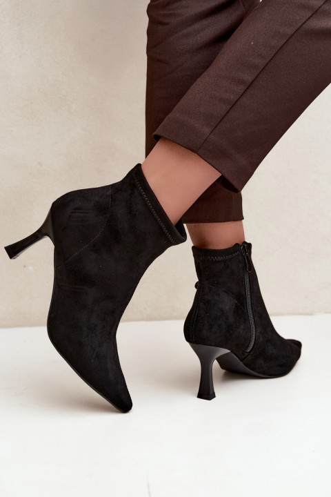 Women's Slim Heel Ankle Boots With Stitching Black Clancy