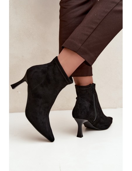 Women's Slim Heel Ankle Boots With Stitching Black Clancy