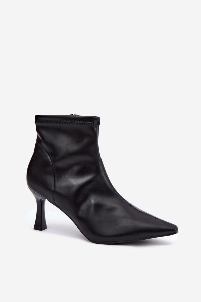 Women's Slim Heel Ankle Boots With Stitching Eco Leather Black Clancy 2
