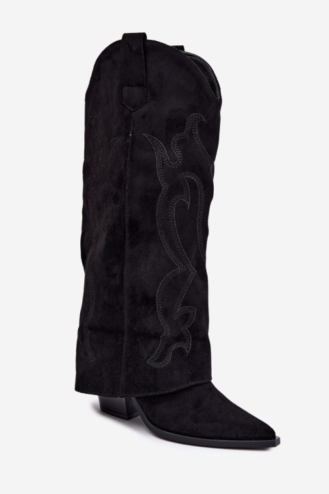 Black Cowboy Boots With Block Heel And Turned Shaft Irella