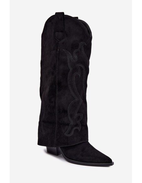 Black Cowboy Boots With Block Heel And Turned Shaft Irella