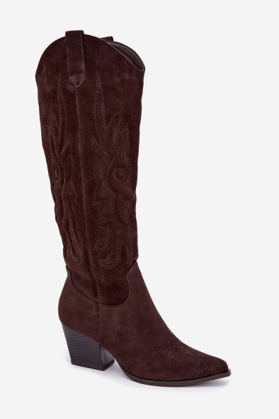 Women's Cowgirl Boots On Heel Chocolate Glenor 2