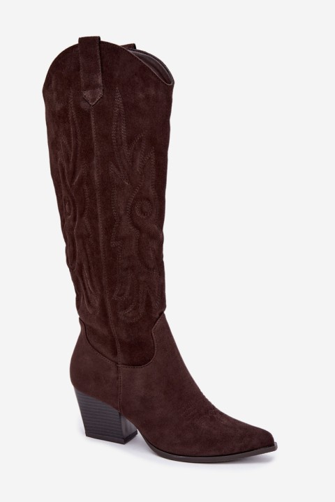 Women's Cowgirl Boots On Heel Chocolate Glenor