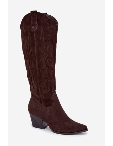 Women's Cowgirl Boots On Heel Chocolate Glenor