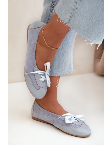 Sport Ballet Flats with Laces Blue Peony
