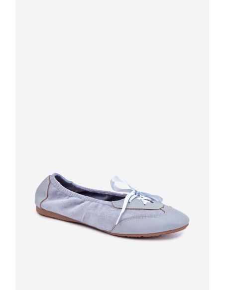 Sport Ballet Flats with Laces Blue Peony