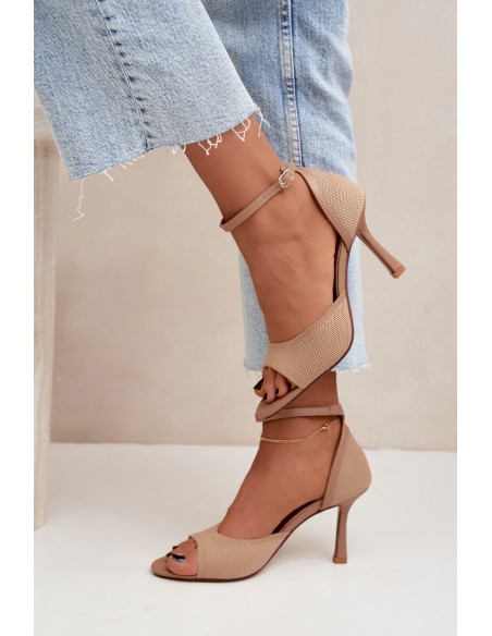 Women's Beige High Heel Sandals Galya
