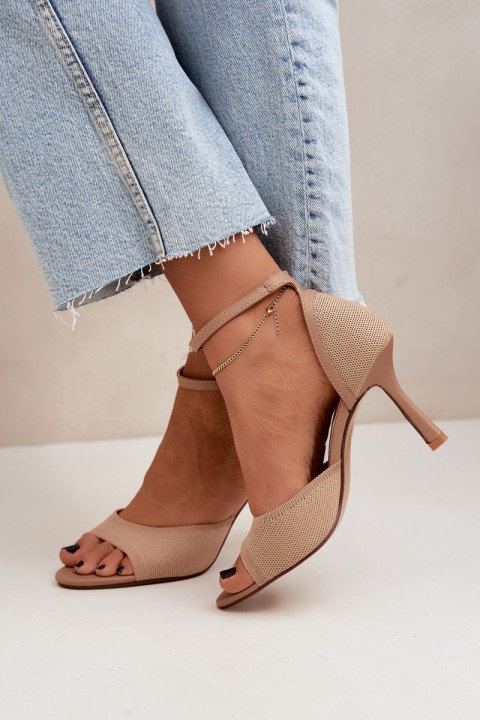 Women's Beige High Heel Sandals Galya