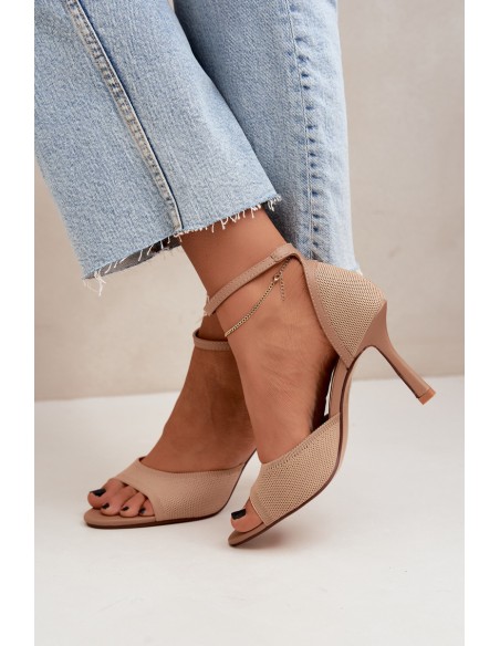 Women's Beige High Heel Sandals Galya