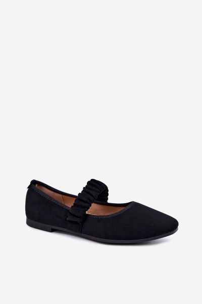 Black Ballerinas with Ruched Strap Loreya 2