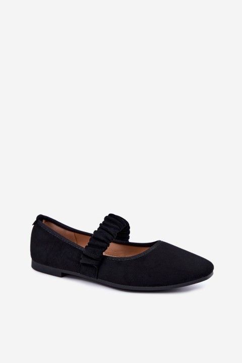 Black Ballerinas with Ruched Strap Loreya