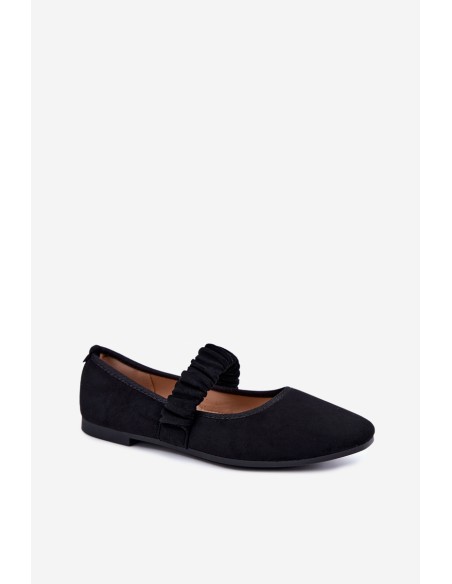 Black Ballerinas with Ruched Strap Loreya