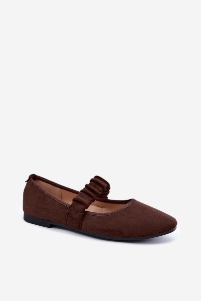 Women's Ruched Strap Chocolate Loreya Ballerinas 2