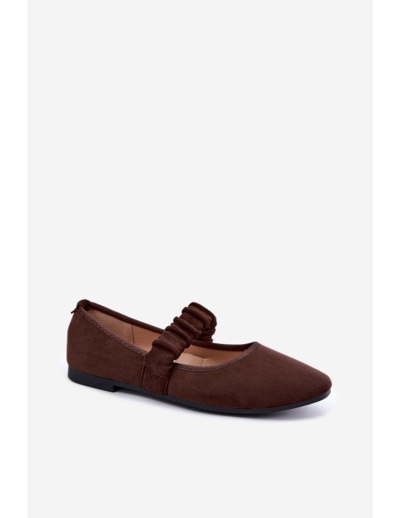Women's Ruched Strap Chocolate Loreya Ballerinas