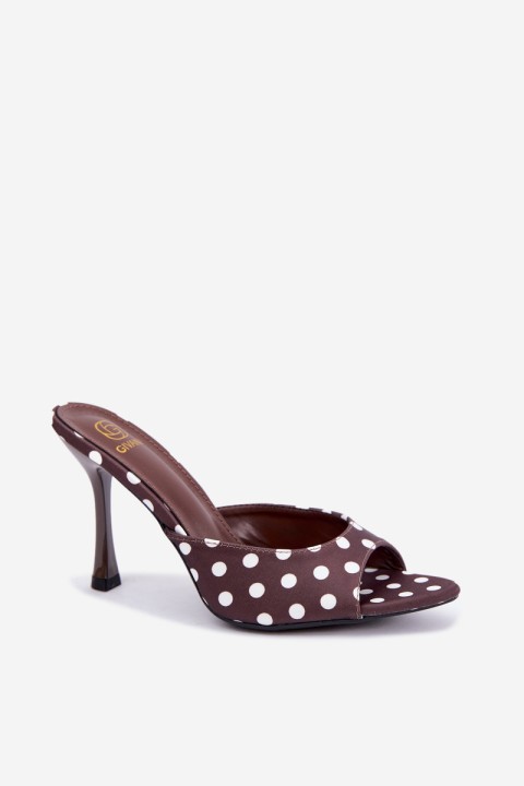 Women's High Heel Sandals With Polka Dots Chocolate Pevra