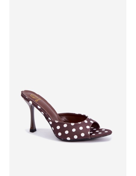 Women's High Heel Sandals With Polka Dots Chocolate Pevra