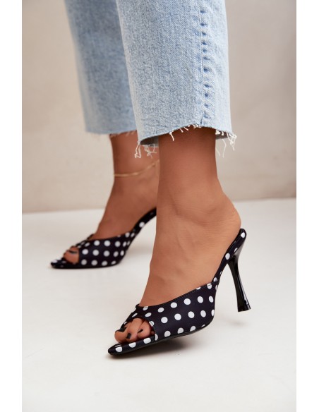 Women's High Heel Sandals With Polka Dots Black Pevra