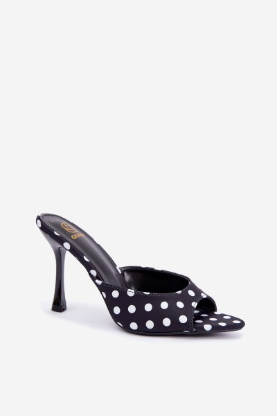 Women's High Heel Sandals With Polka Dots Black Pevra 2