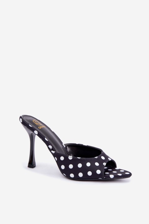Women's High Heel Sandals With Polka Dots Black Pevra