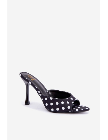 Women's High Heel Sandals With Polka Dots Black Pevra