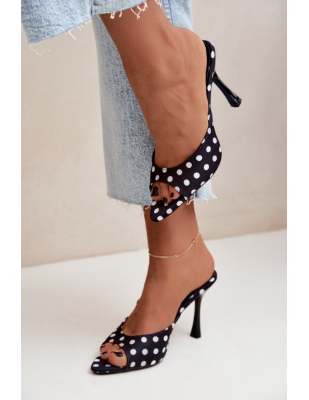 Women's High Heel Sandals With Polka Dots Black Pevra