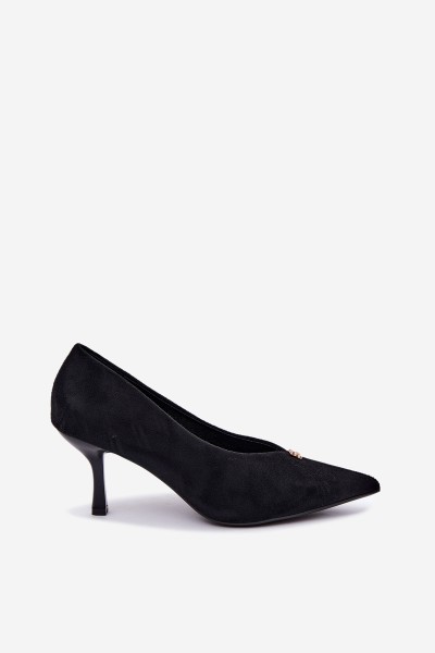Women's Suede High Heels With Small Gold Detail Black Adessa 2