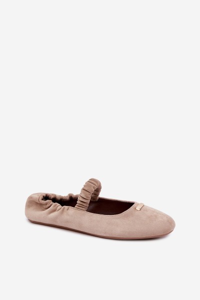 Beige Wrinkled Flat Ballerinas With Decorative Detail Brinelle 2