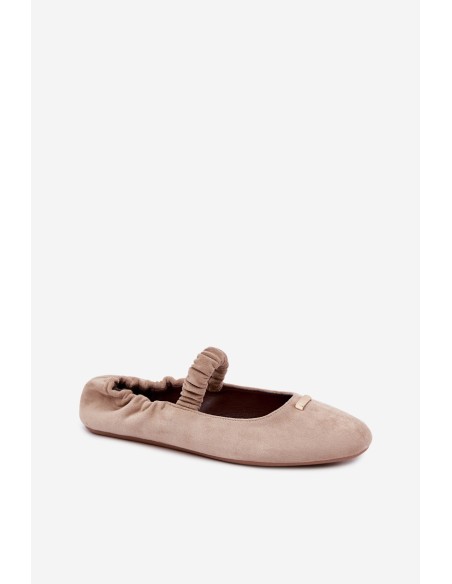 Beige Wrinkled Flat Ballerinas With Decorative Detail Brinelle