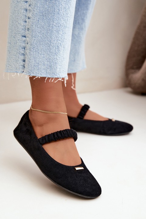 Black Flat Ballerinas With Decorative Detail Brinelle