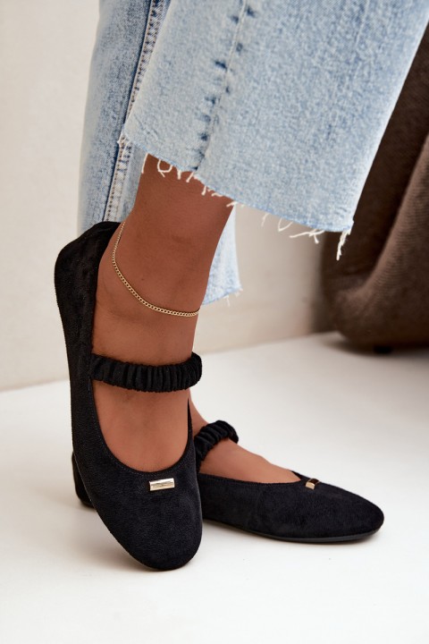 Black Flat Ballerinas With Decorative Detail Brinelle