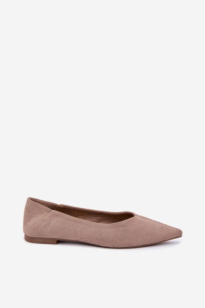 Women's Pointed Toe Ballerinas Faux Suede Dark Beige Corabella 2