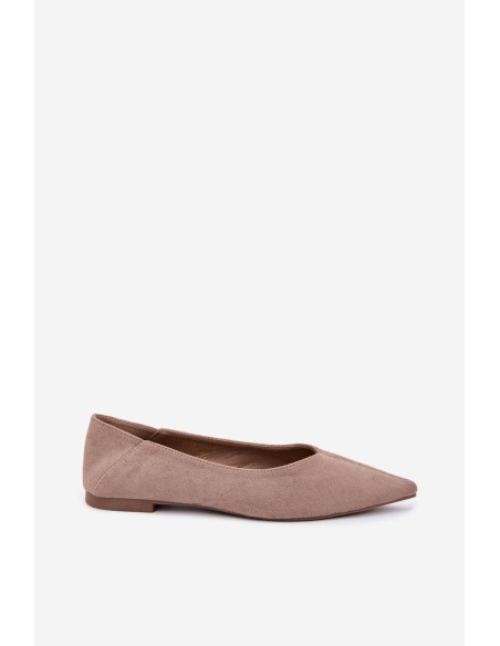 Women's Pointed Toe Ballerinas Faux Suede Dark Beige Corabella