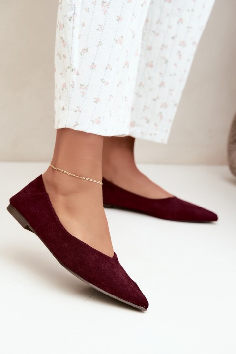 Ballet Flats with Pointed Toes Imitation Suede Bordeaux Corabella