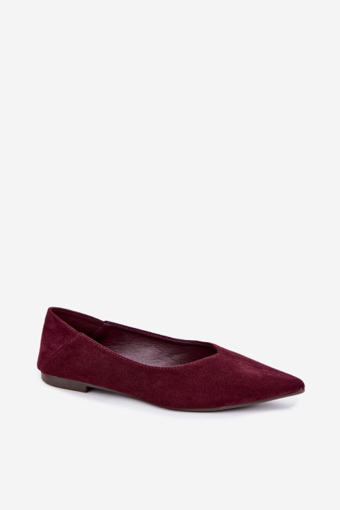 Ballet Flats with Pointed Toes Imitation Suede Bordeaux Corabella