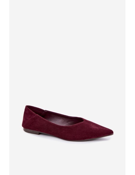 Ballet Flats with Pointed Toes Imitation Suede Bordeaux Corabella