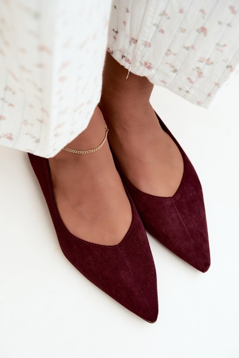 Ballet Flats with Pointed Toes Imitation Suede Bordeaux Corabella