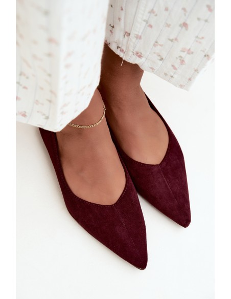 Ballet Flats with Pointed Toes Imitation Suede Bordeaux Corabella