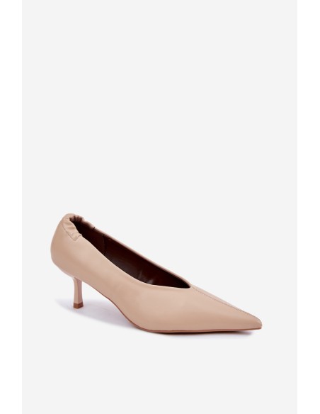 Women's Beige High Heels with Stitching and Ruching Dalis