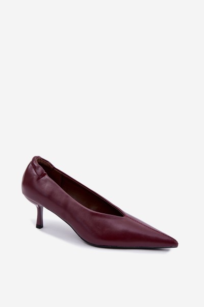 Women's Burgundy Heels with Topstitching and Gathering Dalis 2