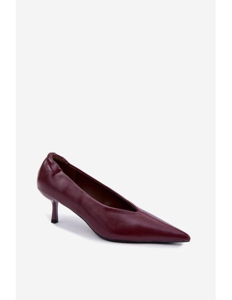 Women's Burgundy Heels with Topstitching and Gathering Dalis